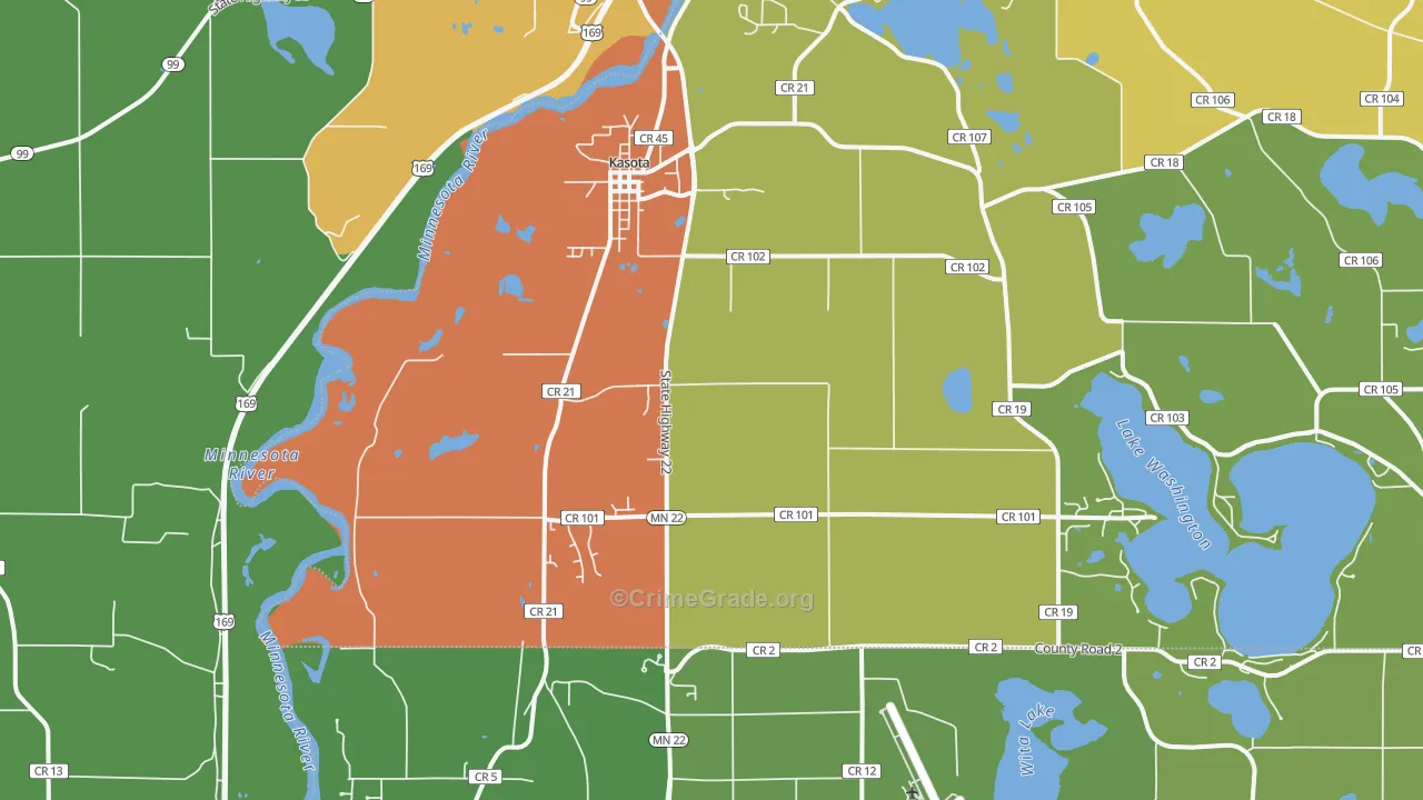 Kasota, MN Map of Assault Rates