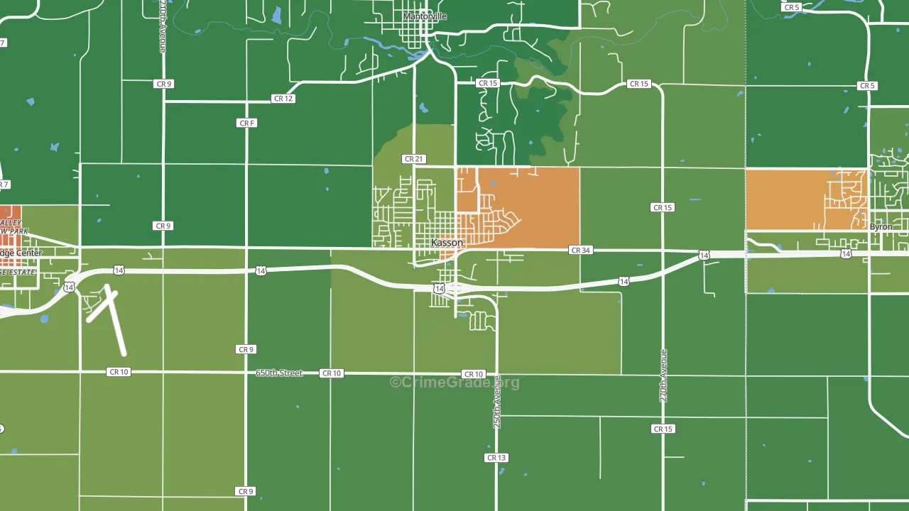 Kasson, MN Map of Assault Rates