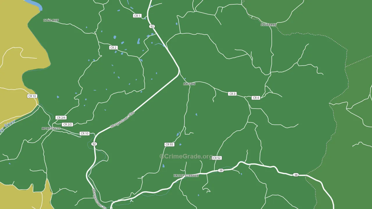 Kasson, WV Map of Assault Rates