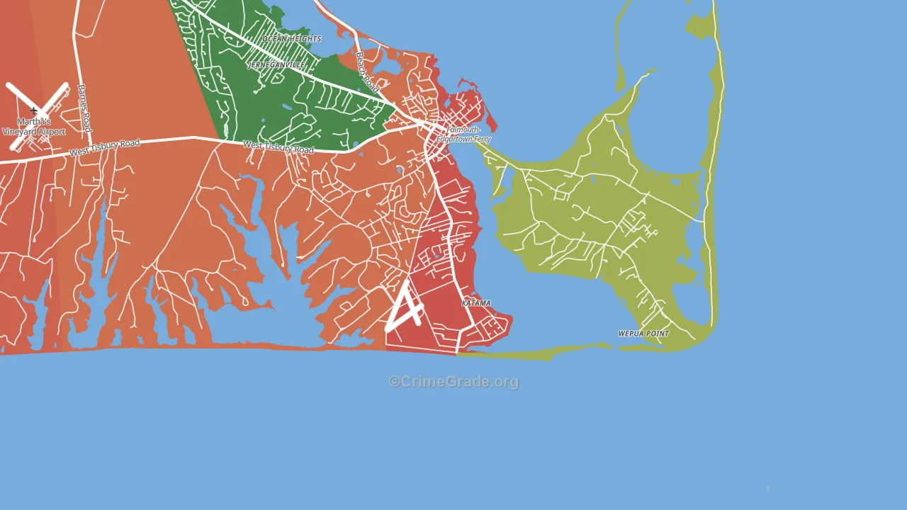 Katama, MA Map of Assault Rates