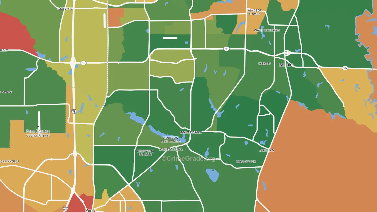 Kathleen, GA Map of Assault Rates