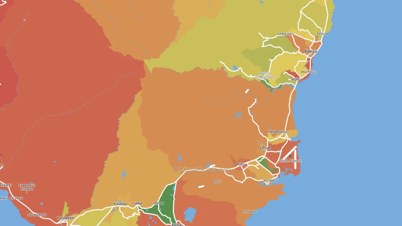 Kauai County, HI Map of Assault Rates