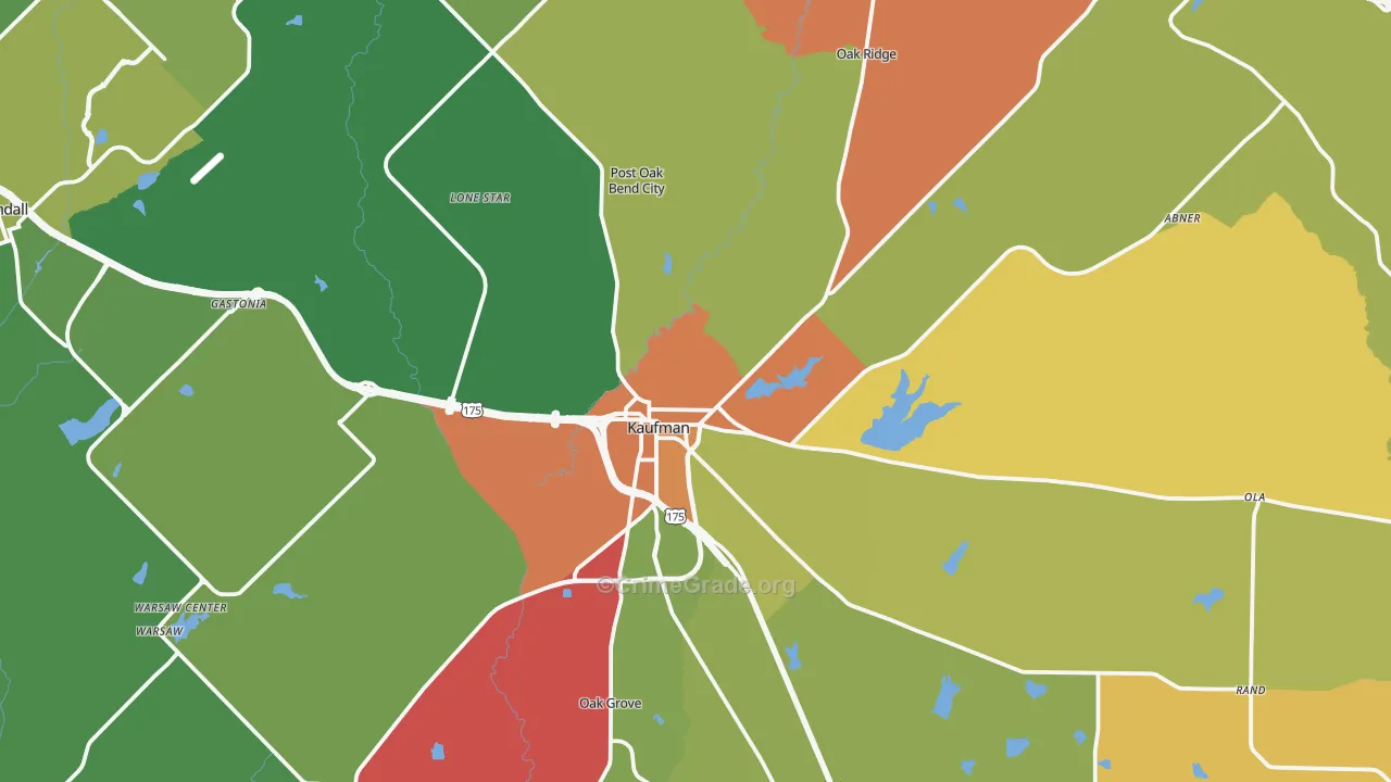 Kaufman, TX Map of Assault Rates