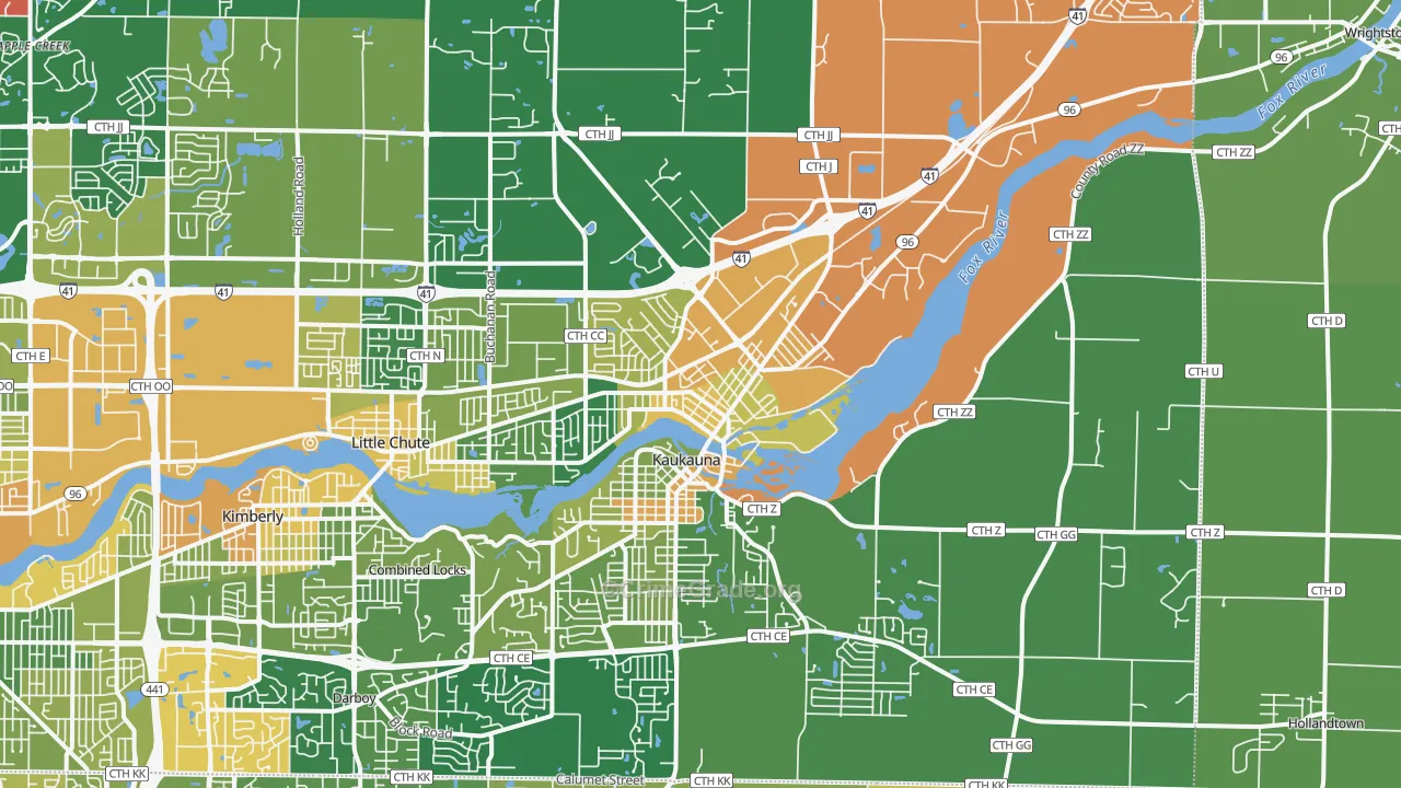 Kaukauna, WI Map of Assault Rates
