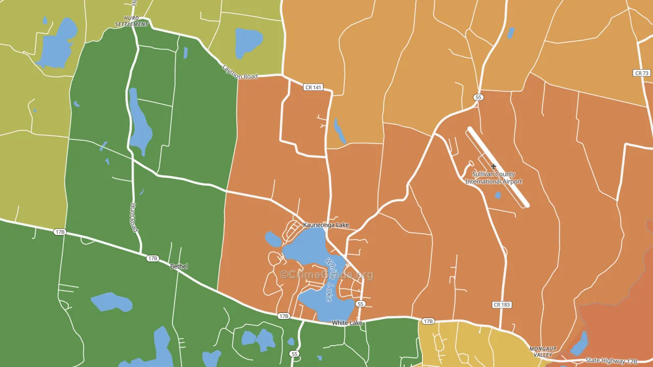 Kauneonga Lake, NY Map of Assault Rates