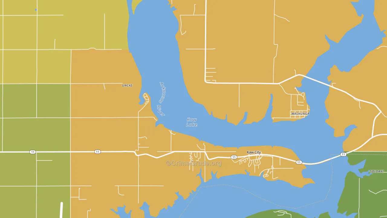 Kaw City, OK Map of Assault Rates