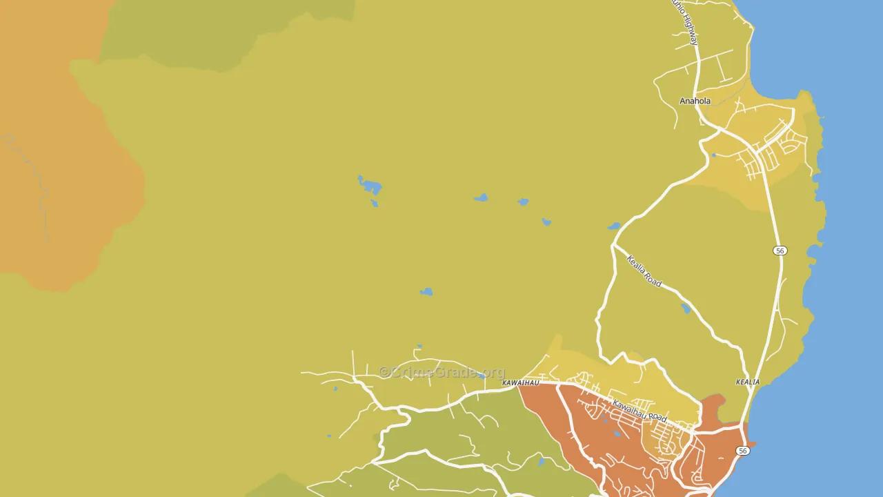 Kawaihau, HI Map of Assault Rates