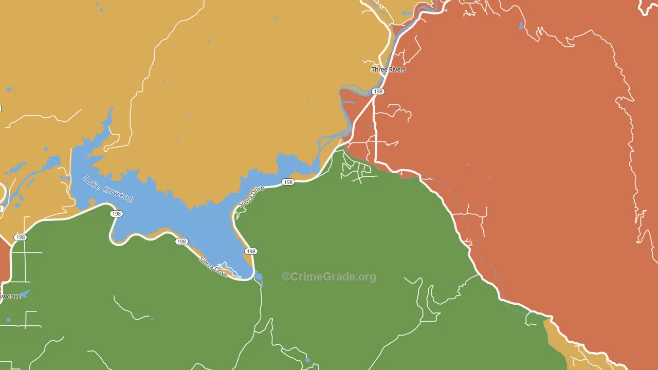 Kaweah, CA Map of Assault Rates
