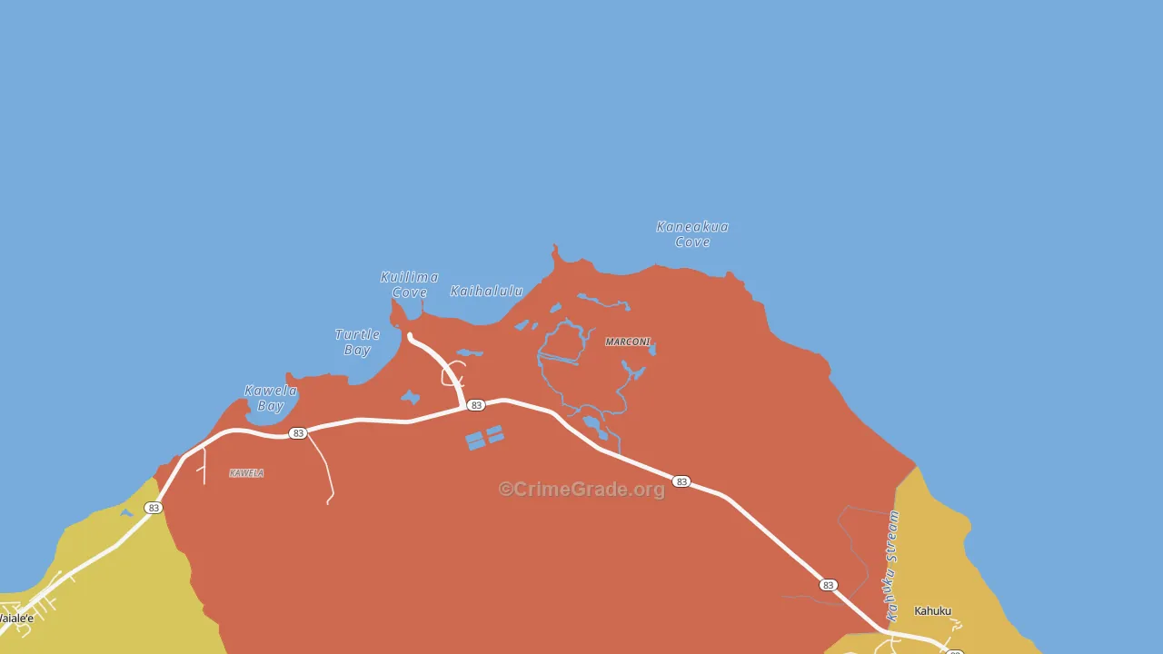 Kawela, HI Map of Assault Rates