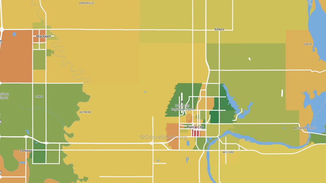 Kay County, OK Map of Assault Rates