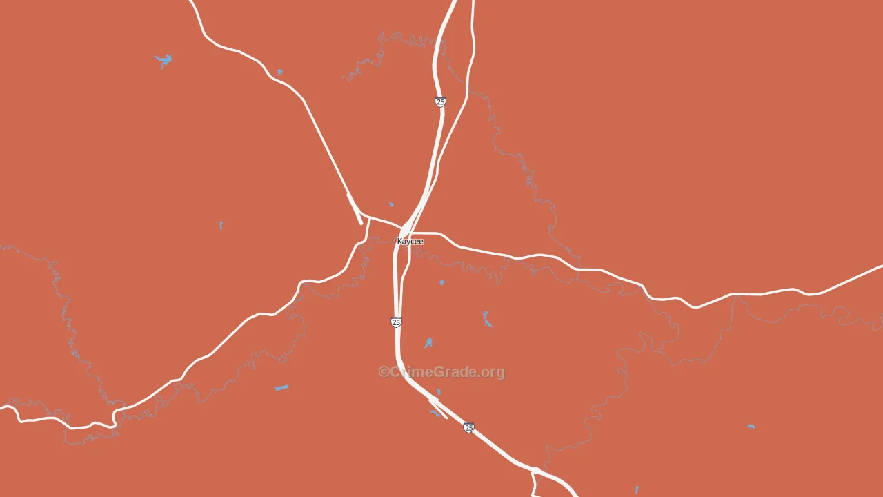 Kaycee, WY Map of Assault Rates