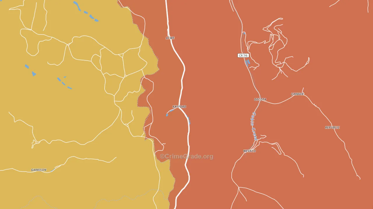 Kayford, WV Map of Assault Rates