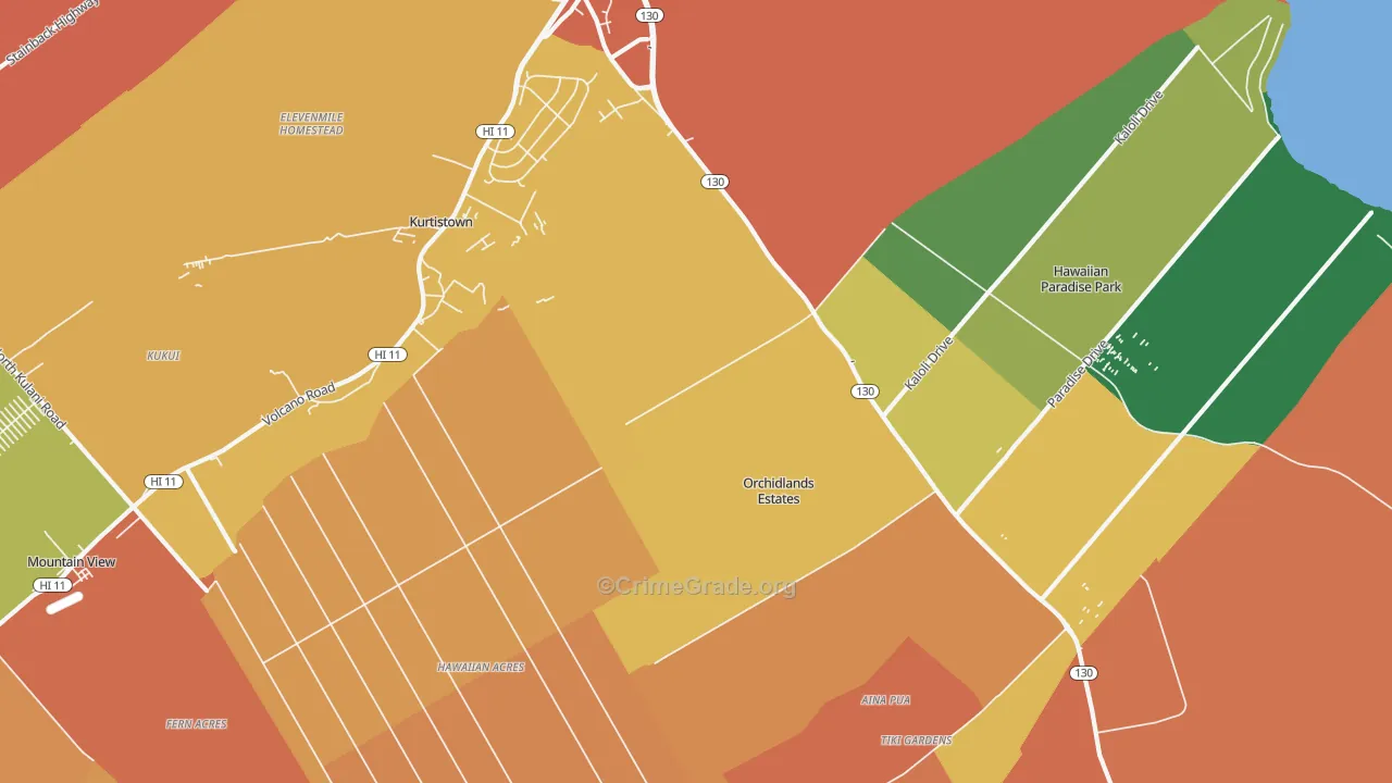 Keaau, HI Map of Assault Rates