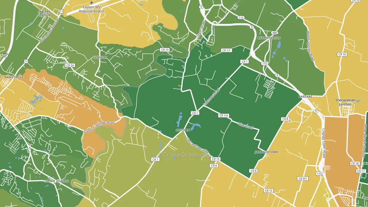 Kearneysville, WV Map of Assault Rates