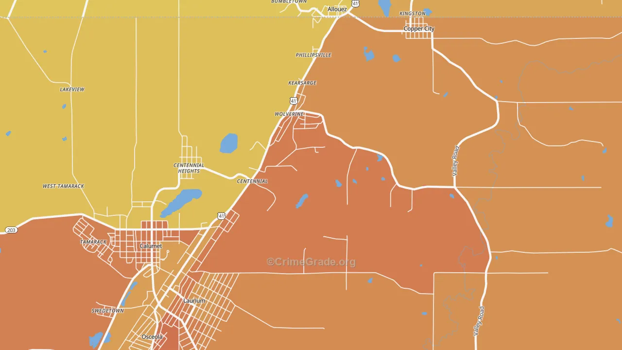 Kearsarge, MI Map of Assault Rates