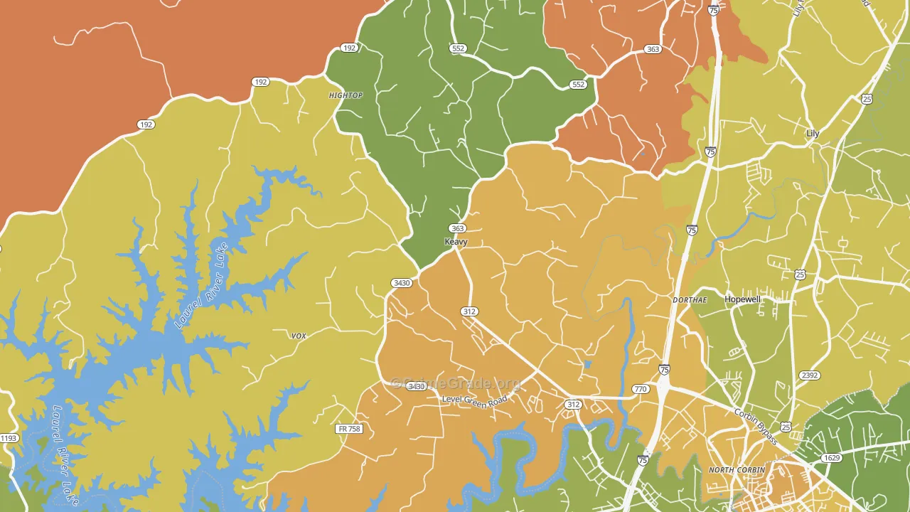 Keavy, KY Map of Assault Rates