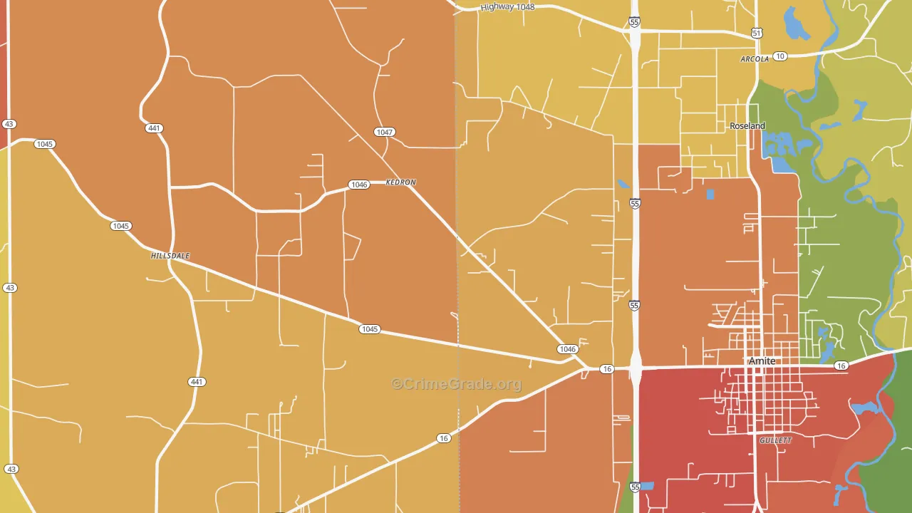 Kedron, LA Map of Assault Rates