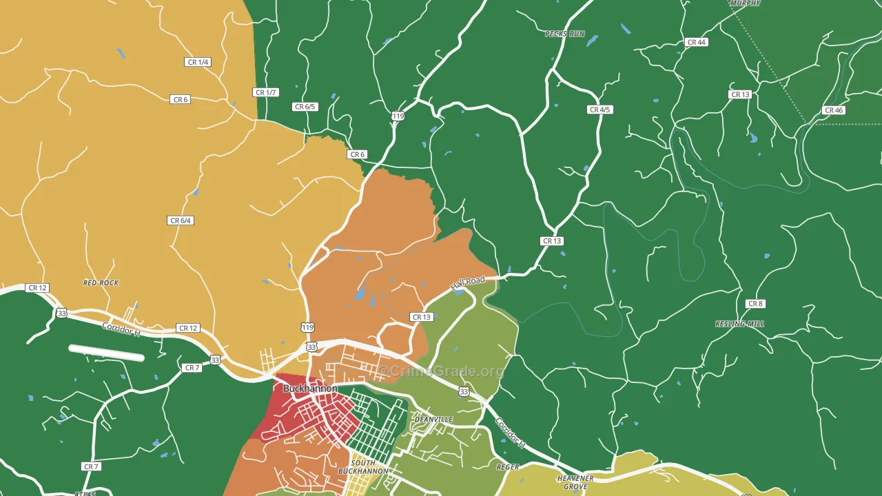 Kedron, WV Map of Assault Rates