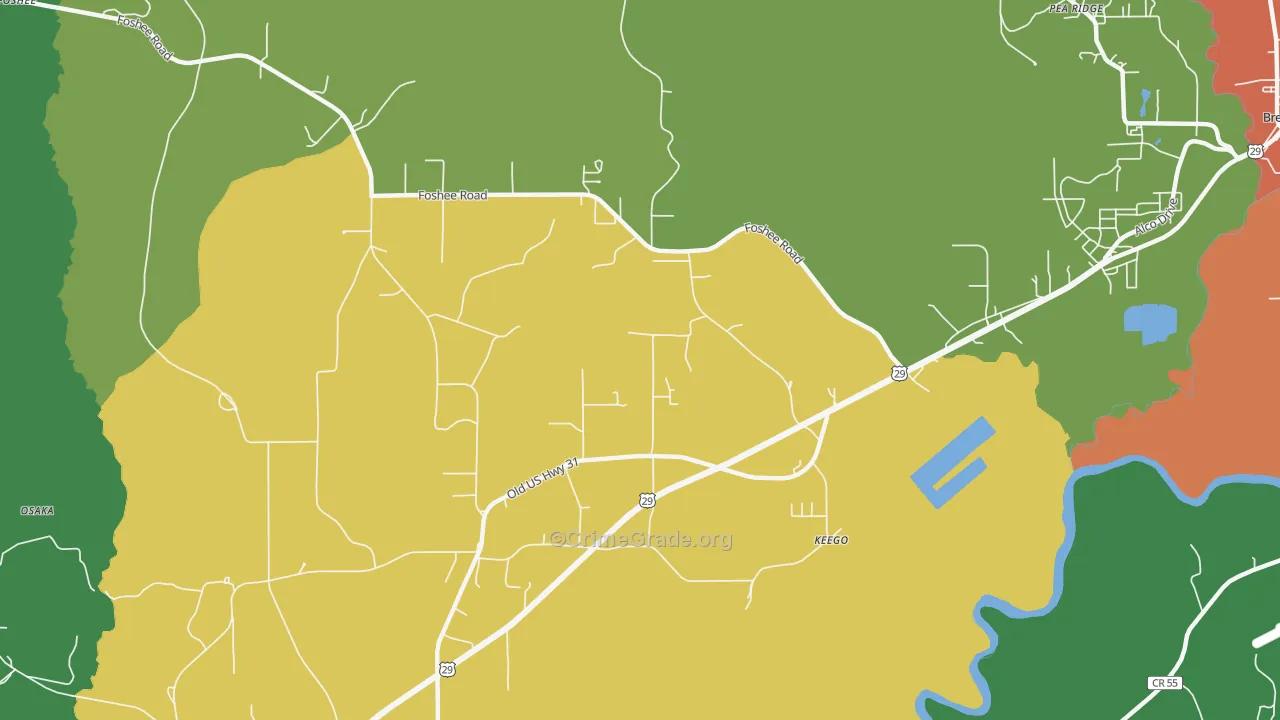 Keego, AL Map of Assault Rates