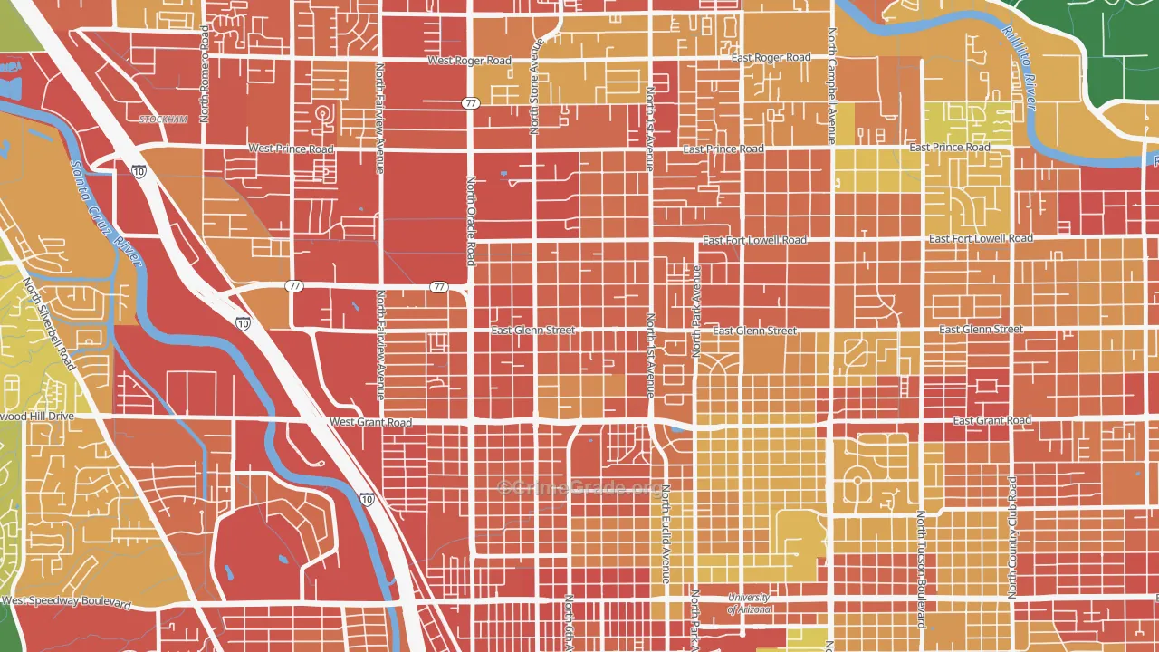 Keeling, Tucson, AZ Map of Assault Rates