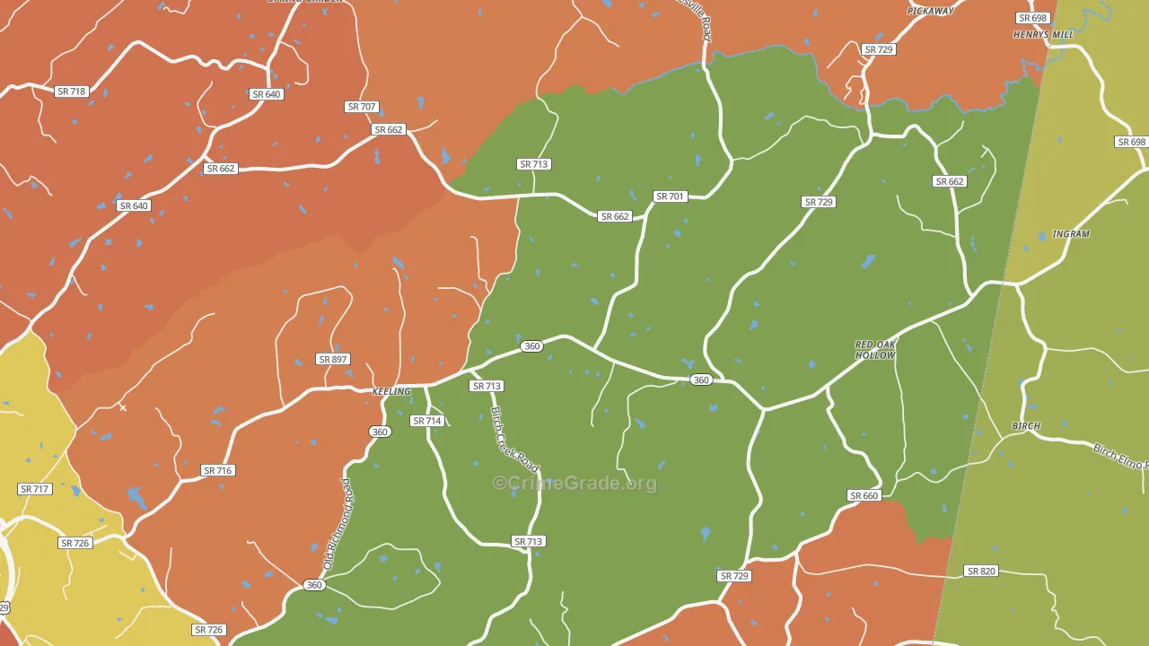 Keeling, VA Map of Assault Rates
