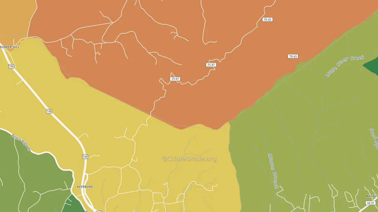 Keenburg, TN Map of Assault Rates