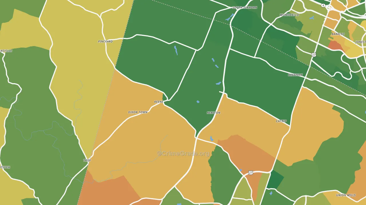 Keene, KY Map of Assault Rates