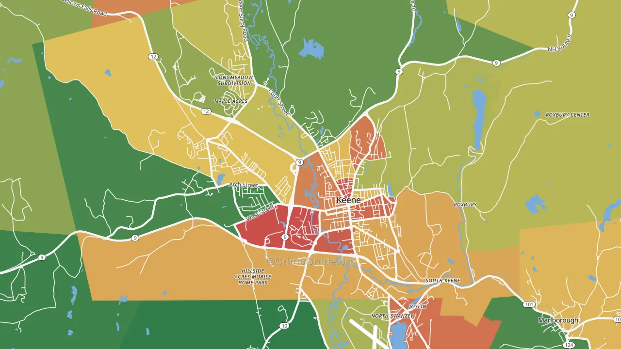 Keene, NH Map of Assault Rates