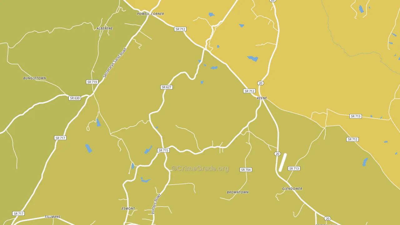 Keene, VA Map of Assault Rates