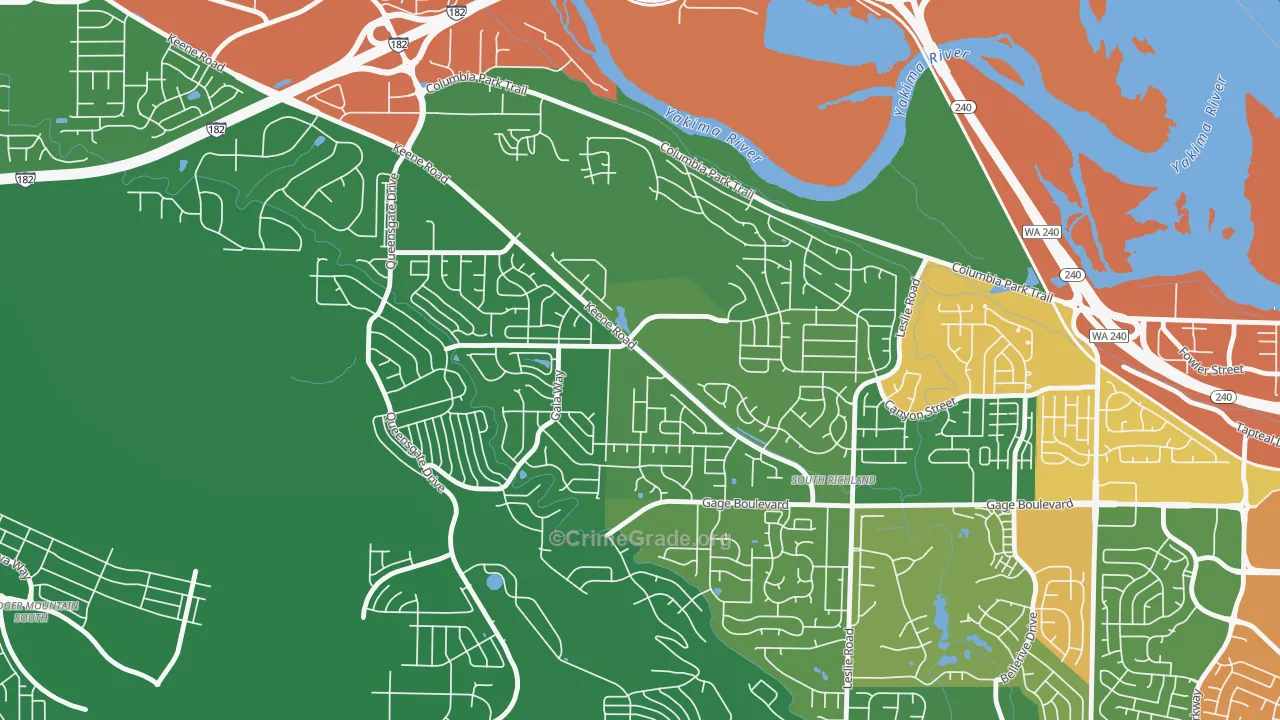 Keene Valley, Richland, WA Map of Assault Rates