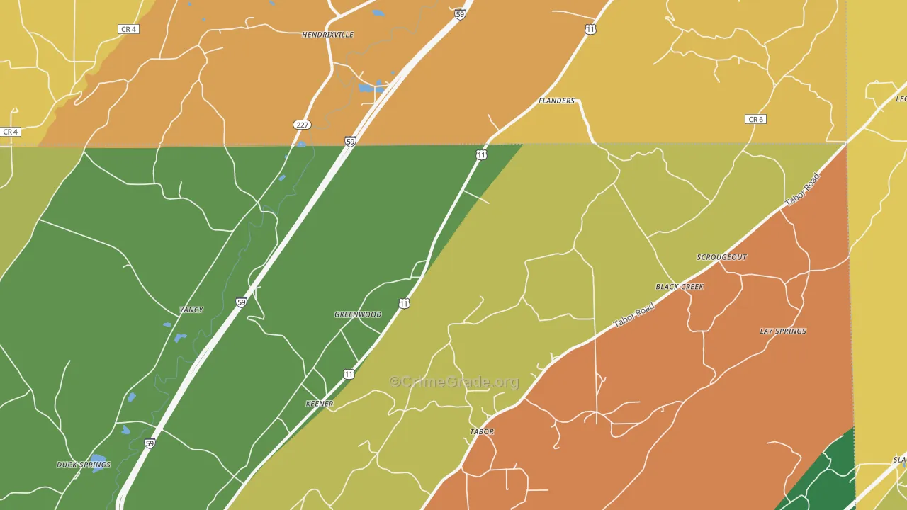 Keener, AL Map of Assault Rates