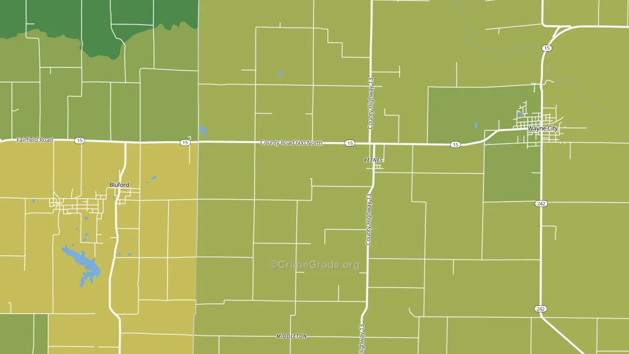 Keenes, IL Map of Assault Rates