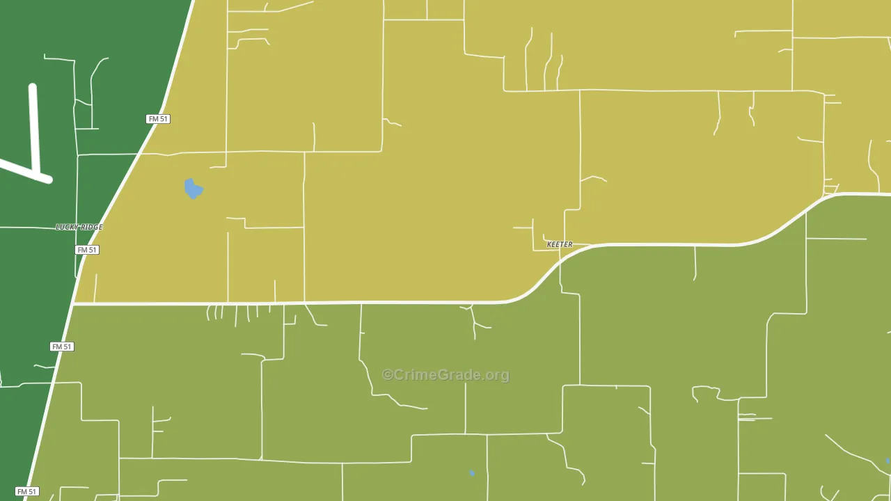 Keeter, TX Map of Assault Rates