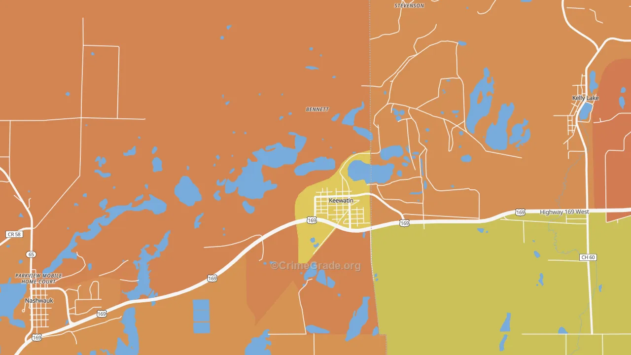 Keewatin, MN Map of Assault Rates