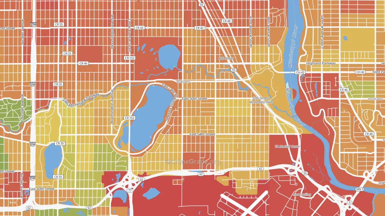 Keewaydin, Minneapolis, MN Map of Assault Rates