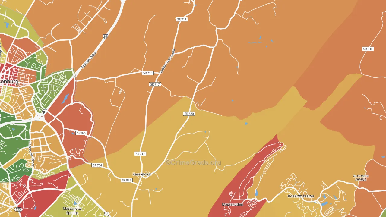 Keezletown, VA Map of Assault Rates