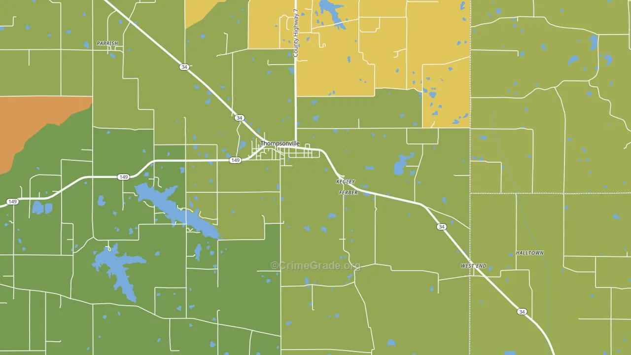 Kegley, IL Map of Assault Rates