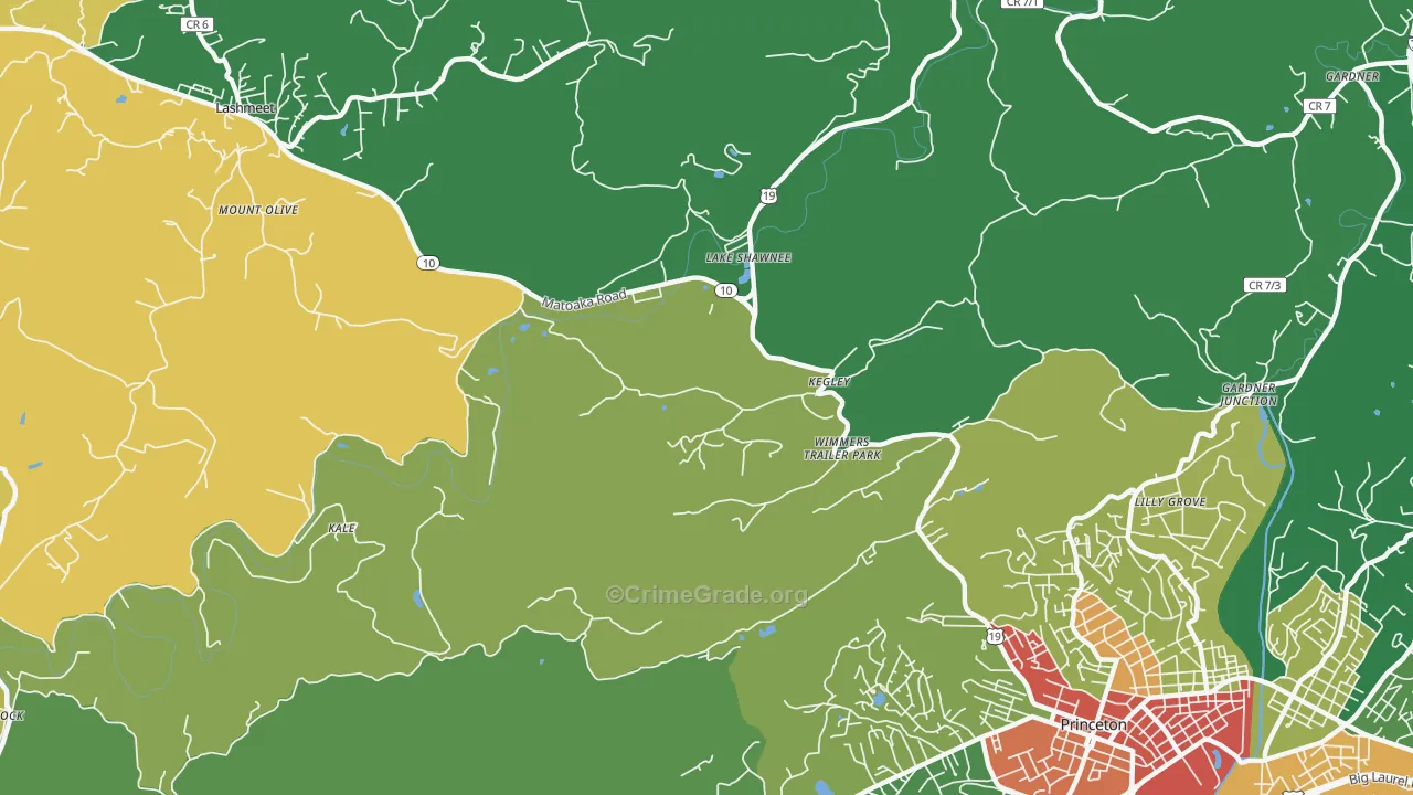Kegley, WV Map of Assault Rates
