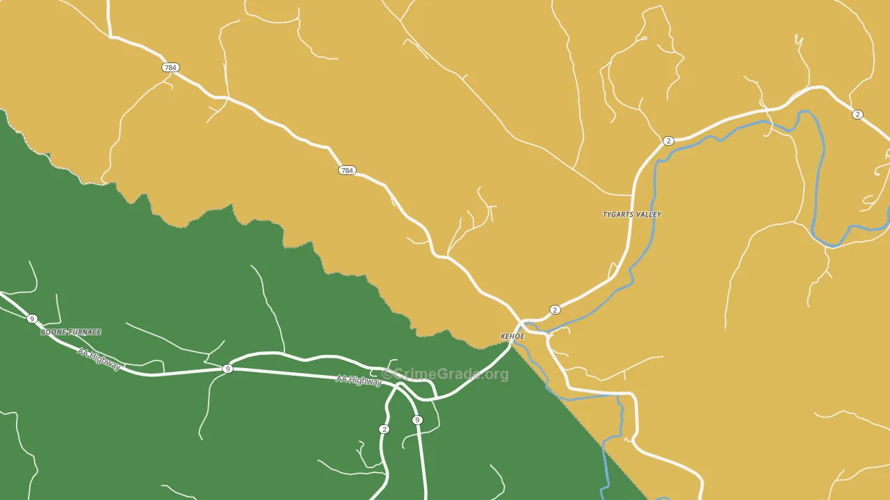 Kehoe, KY Map of Assault Rates
