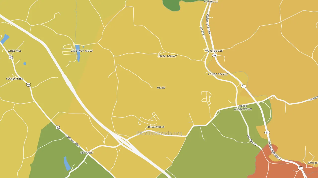 Keisterville, PA Map of Assault Rates