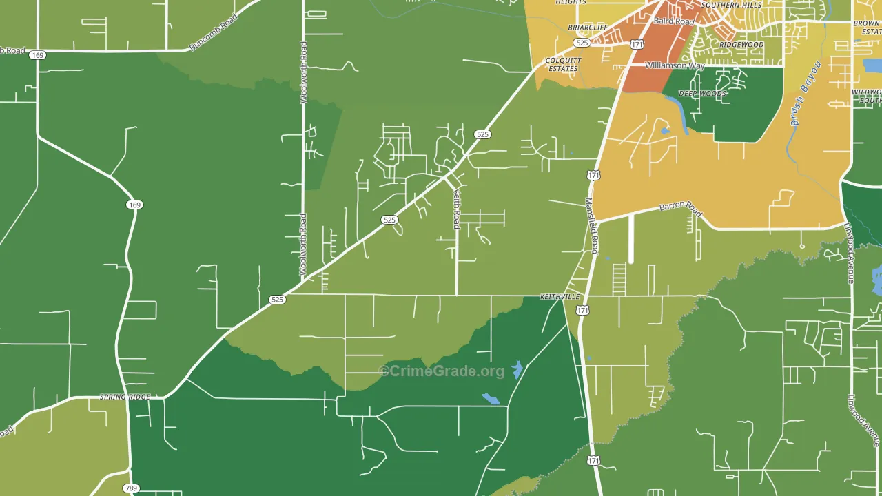 Keithville, LA Map of Assault Rates