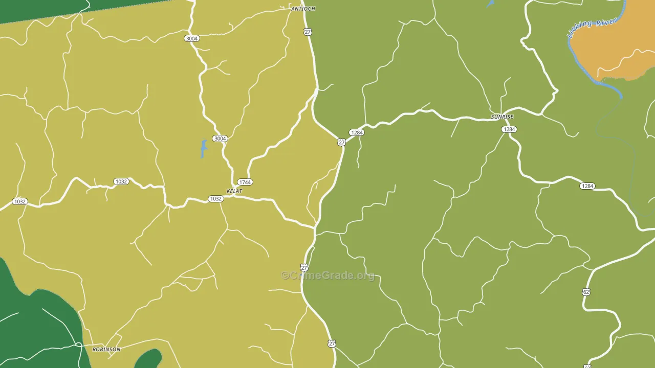 Kelat, KY Map of Assault Rates
