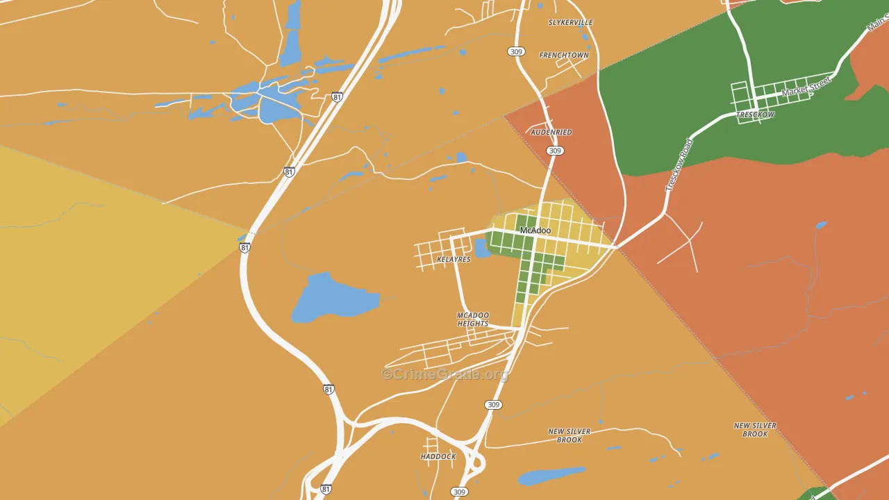 Kelayres, PA Map of Assault Rates