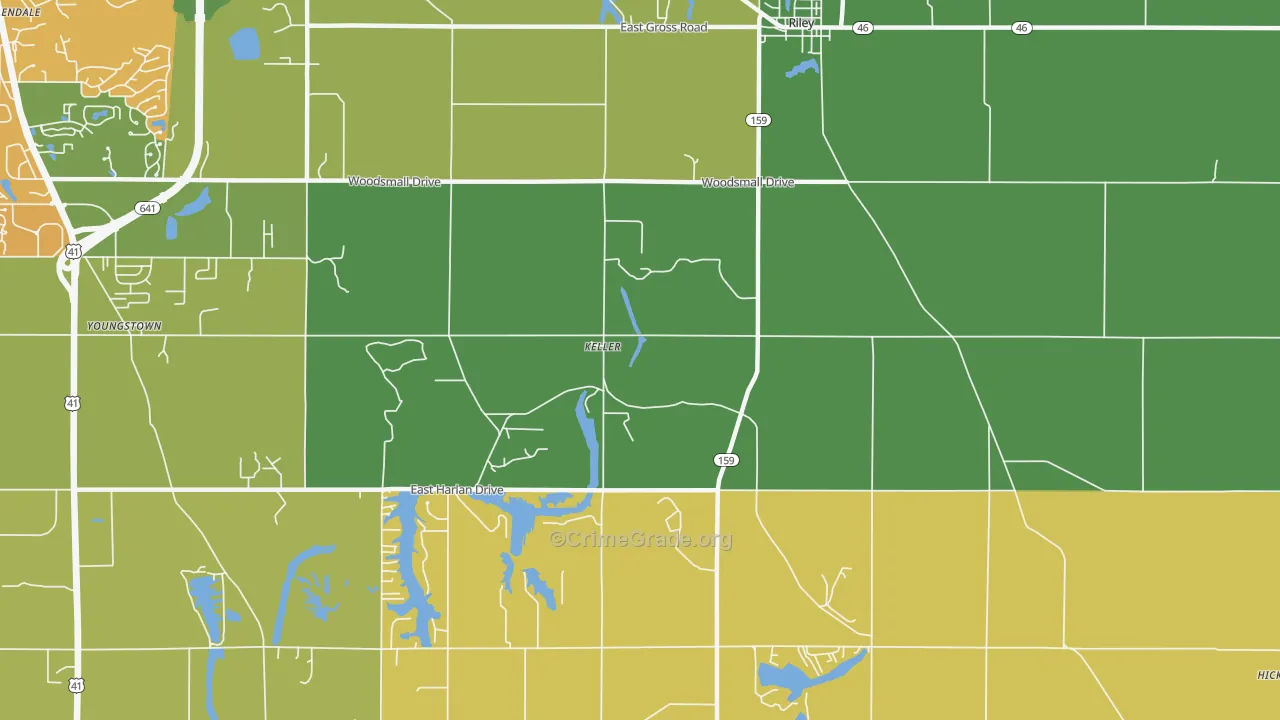 Keller, IN Map of Assault Rates