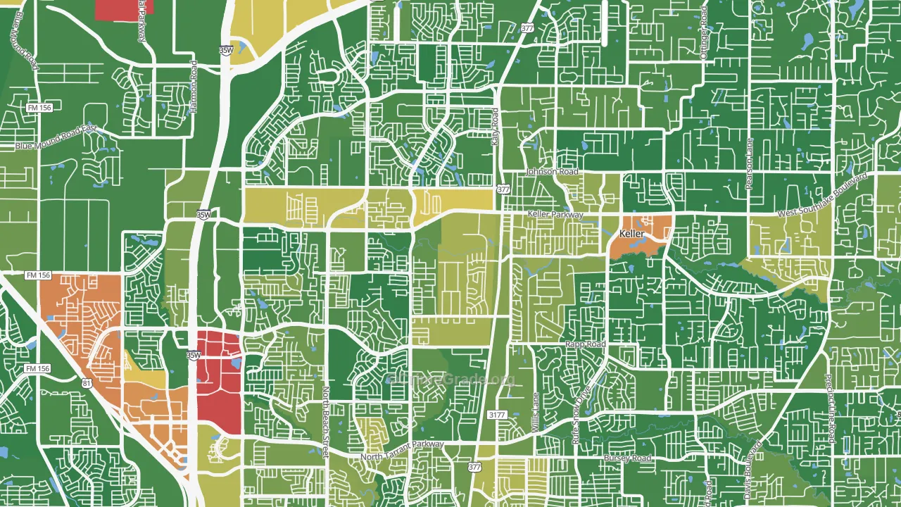 Keller, TX Map of Assault Rates