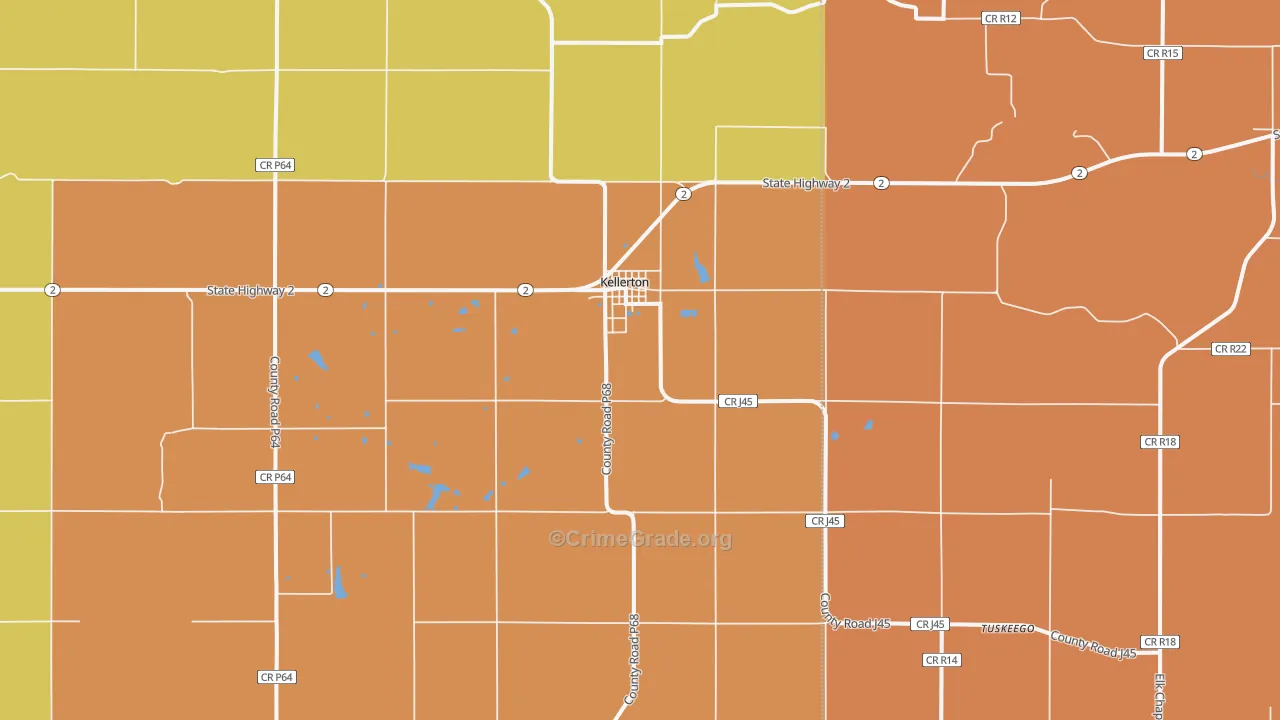 Kellerton, IA Map of Assault Rates