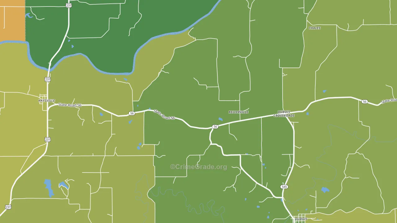 Kellerville, IN Map of Assault Rates