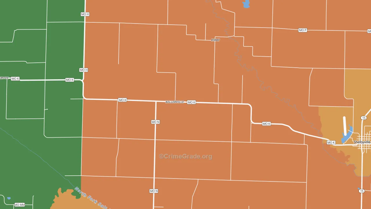 Kellerville, MO Map of Assault Rates