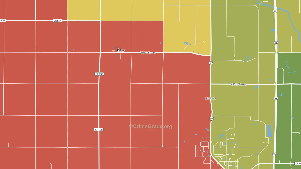Kelley, IA Map of Assault Rates
