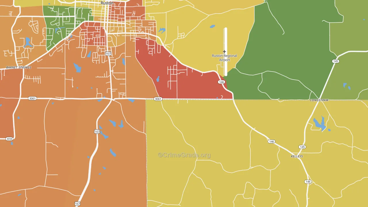 Kelleys, LA Map of Assault Rates